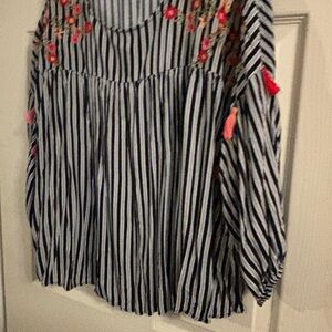 Savanna Jane Navy and White Striped Top 3x